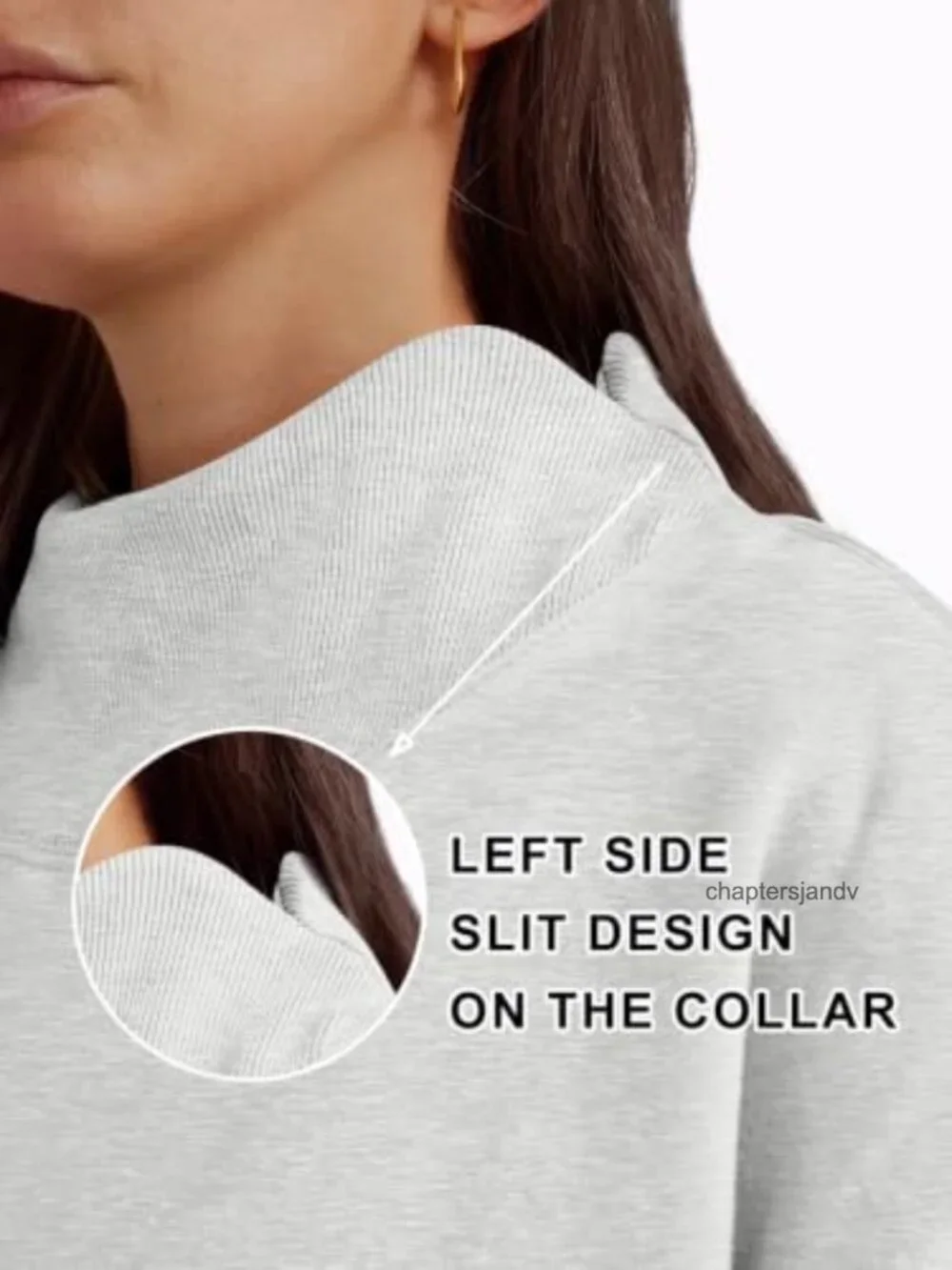 Cozy Fleece Lined Mock Neck Oversized Pullover Sweatshirt Women